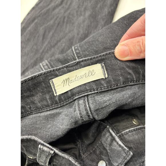 Madewell Womens Black High Waist Wide Leg Distressed Jeans Size 25P - Picture 3 of 5